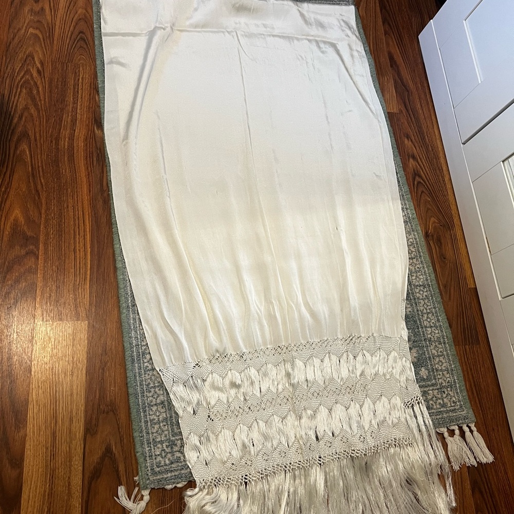 Cream Smocked Maxi Pencil Skirt